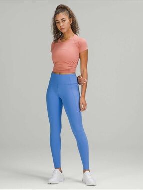lululemon Fast and Free Pocketed Periwinkle High-Rise Leggings 28” inseam